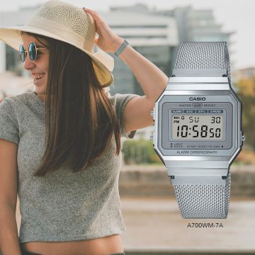 RELÓGIO CASIO UNI SEXY VINTAGE DIGITAL A700WM-7ADF - Pimenta Prata